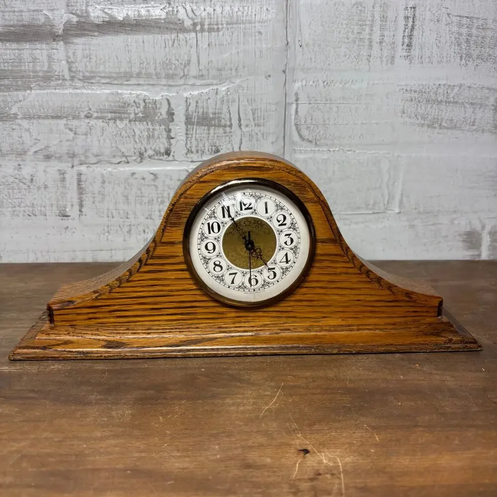 Vintage Wooden Mantel Clock | Battery Operated Shelf Clock